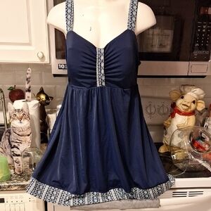 q Blue One Piece Swimsuit.  NICE